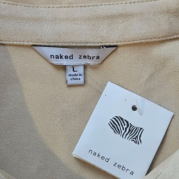 Naked Zebra Women’s Faux Suede Jacket Beige L Quiet Luxury Minimalist Coastal - Picture 4 of 11